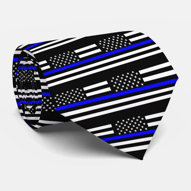 American Thin Blue Line Graphic Decor Tie (Rolled)