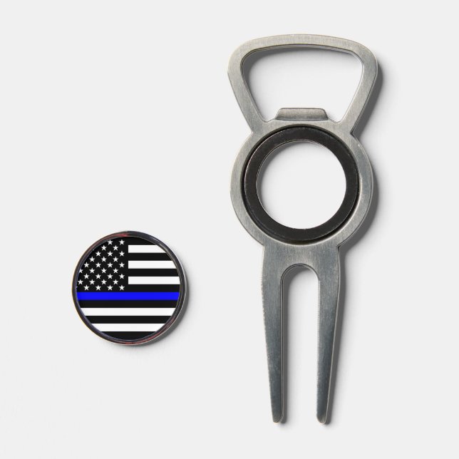 American Thin Blue Line Symbolic on on a Divot Tool (Front (Open))