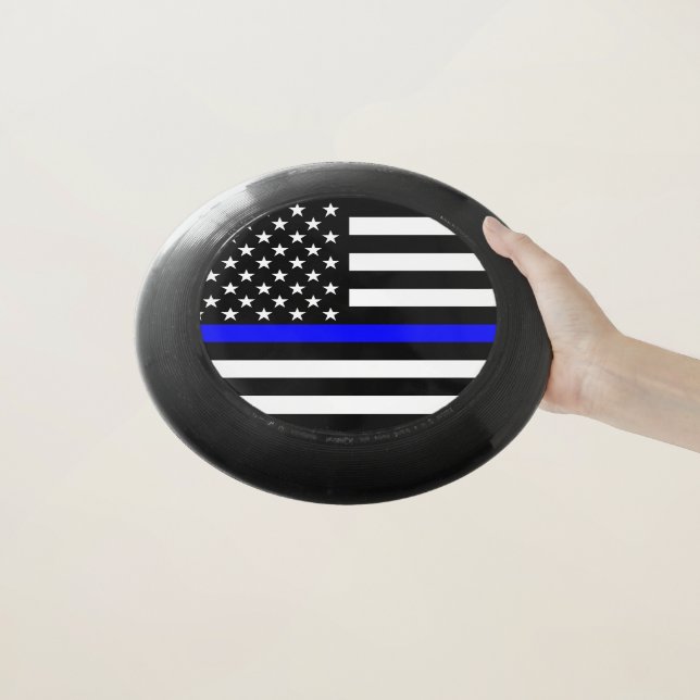 American Thin Blue Line Symbolic on on a Wham-O Frisbee (In Hand)