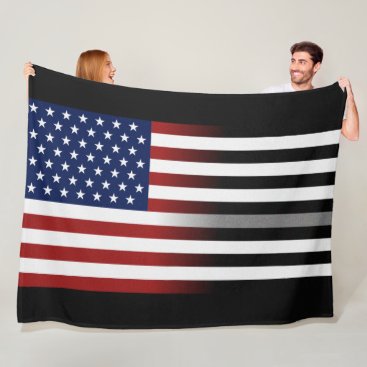 American/Thin Gray Line Flag Fleece Blanket American/Thin Gray Line Flag Fleece Blanket
