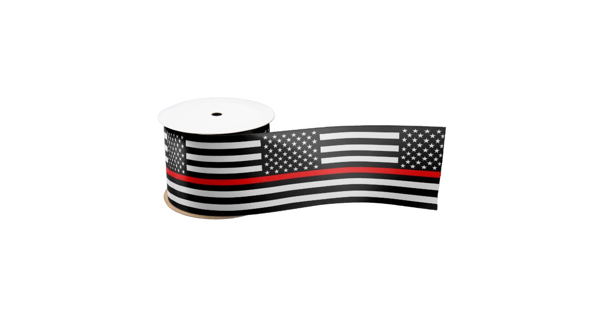 American Thin Red Line Decor Satin Ribbon Zazzle Com