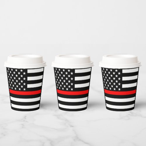 American Thin Red Line Graphic Decor Paper Cups