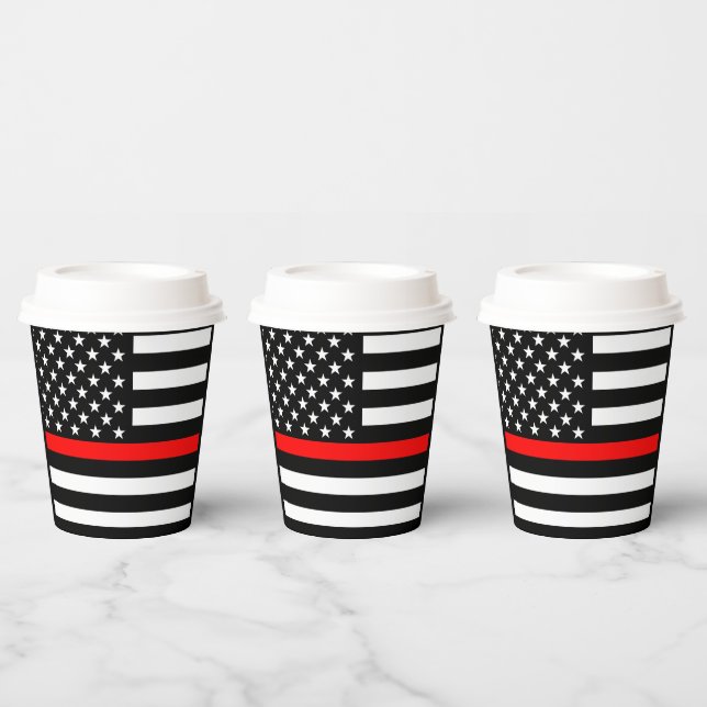 American Thin Red Line Graphic Decor Paper Cups (Multi)