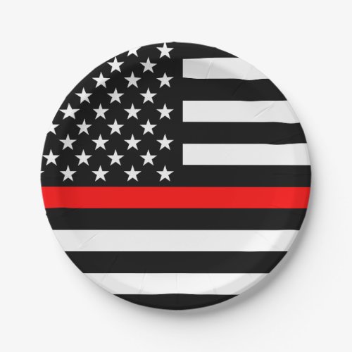 American Thin Red Line Graphic Decor Paper Plates