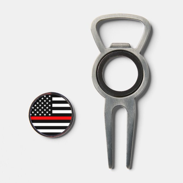 American Thin Red Line Symbolic on on a Divot Tool (Front (Open))
