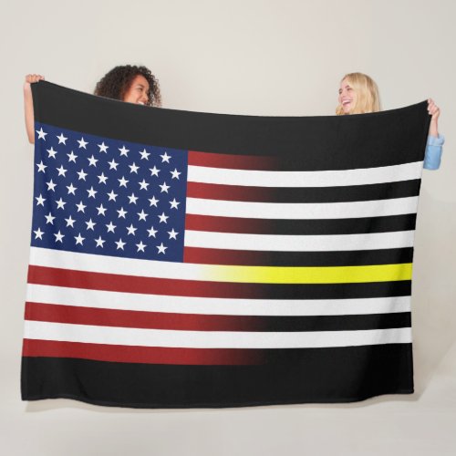 AmericanThin Yellow Line Flag Fleece Blanket