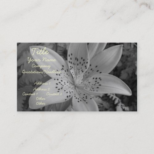 American Tiger Lily (Black &amp; White) Business Card Templates