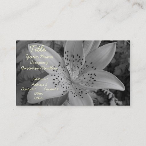 Customizable American Tiger Lily (Black &amp; White) Business Card Templates