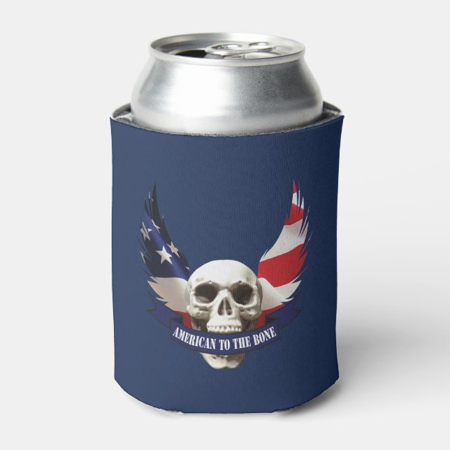 American to the Bone Skull Can Cooler (Can Front)