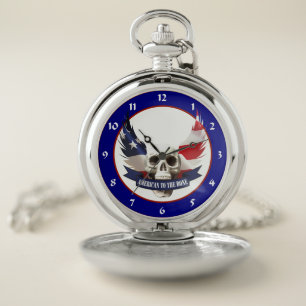 American to the Bone Skull Pocket Watch