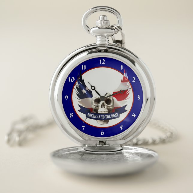 American to the Bone Skull Pocket Watch (Inside)