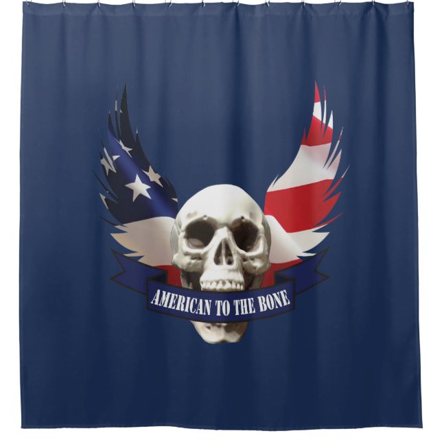 American to the Bone Skull Shower Curtain (Front)