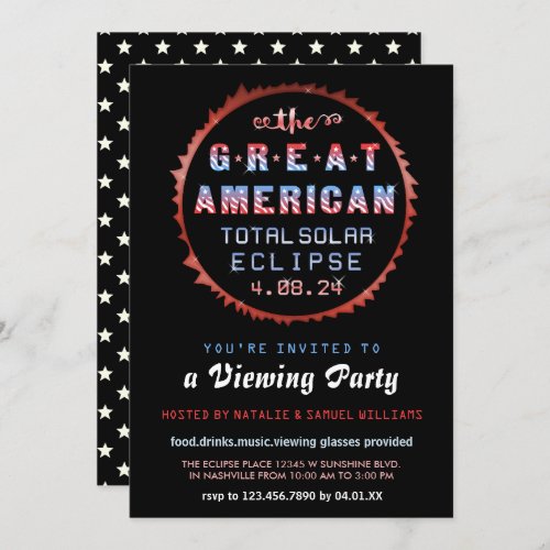 American Total Solar Eclipse 2024 Viewing Party Invitation