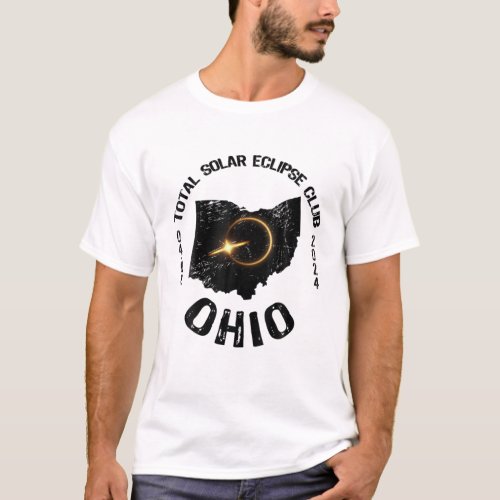 American Total Solar Eclipse Ohio 2024 Retro State T_Shirt