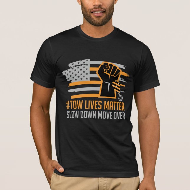 American Tow Truck Driver Towing Trucker Driving T-Shirt (Front)