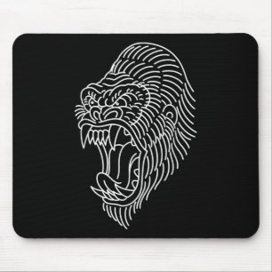 American Traditional Gorilla Head Outline Tattoo Mouse Pad