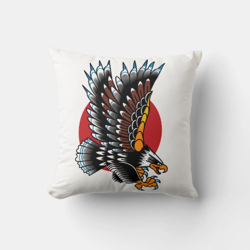 American Traditional Tattoo Eagle Old School Throw Pillow