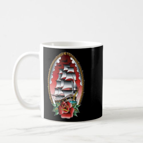 American Traditional Tattoo Flash Clipper Ship Ros Coffee Mug