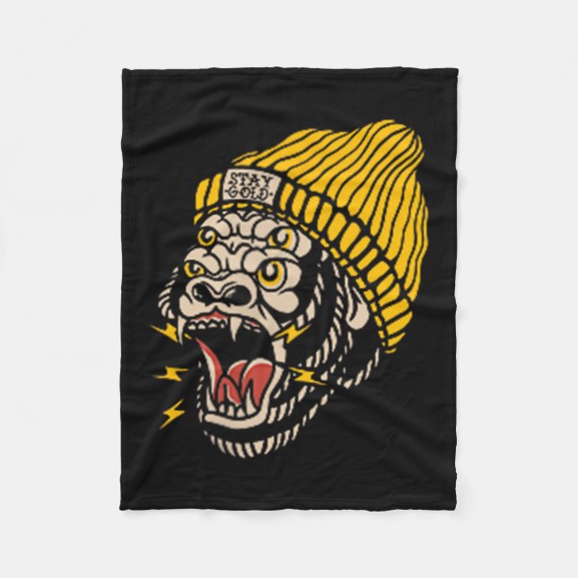 American Traditional Tattoo Gorilla Alternative Ol Fleece Blanket (Front)