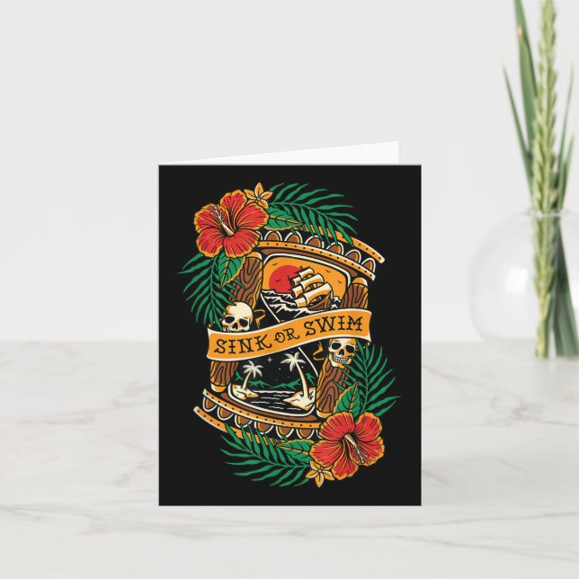 American Traditional Tattoo Old School Flash Skull Card (Front)
