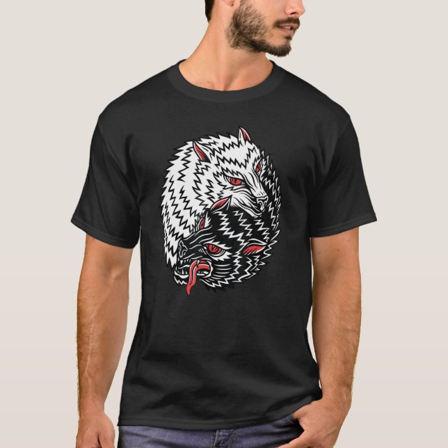 American Traditional Tattoo Old School Flash Wolf  T-Shirt (Front)