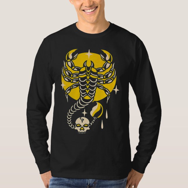 American Traditional Tattoo Scorpion Old School Fl T-Shirt (Front)