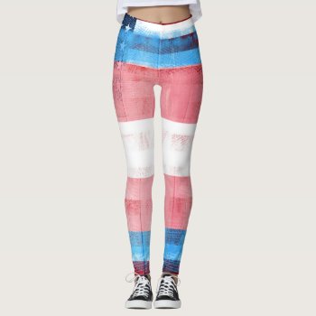 American Trans Pride Flag | Wood & Paintstrokes Leggings by SnappyDressers at Zazzle