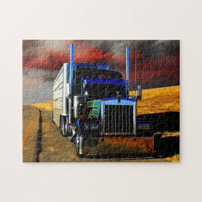 American Transport Truck Pulled Over To Rest Jigsaw Puzzle (Horizontal)