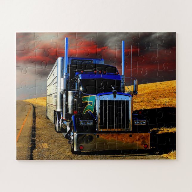 American Transport Truck Pulled Over To Rest Jigsaw Puzzle (Horizontal)