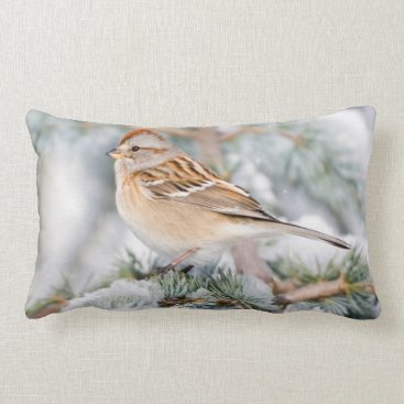 American Tree Sparrow in winter Lumbar Pillow