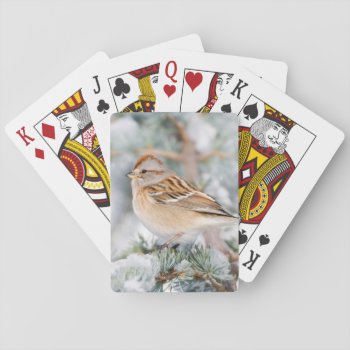 American Tree Sparrow In Winter Playing Cards by theworldofanimals at Zazzle