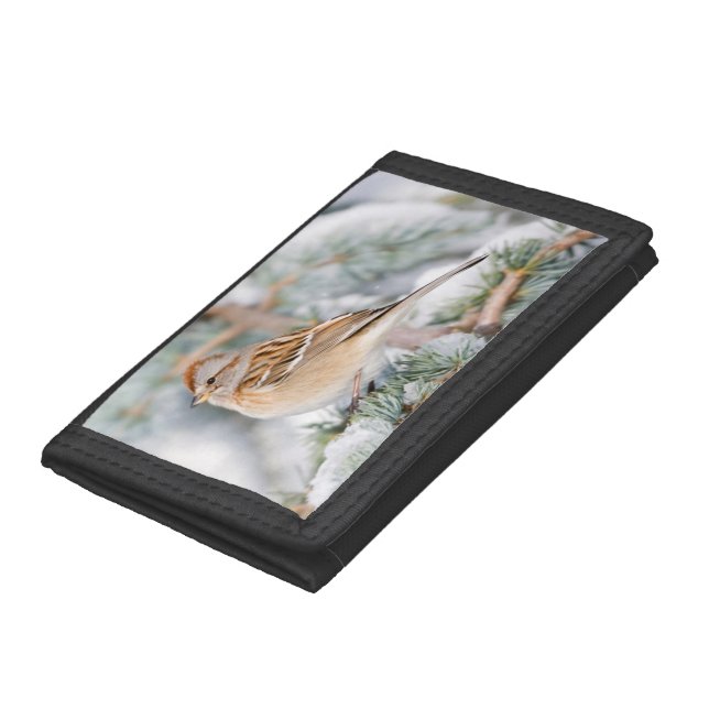 American Tree Sparrow in winter Trifold Wallet (Bottom)