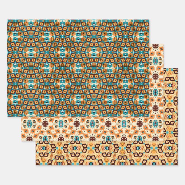 American Tribal Native Seamless Pattern Set No4 Wrapping Paper Sheets (Set)
