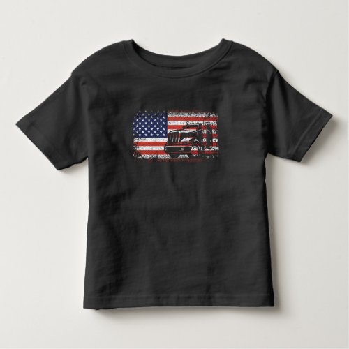 American Truck Driver US Flag 4th of July Trucker Toddler T_shirt