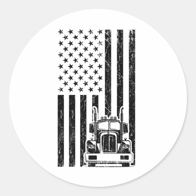 AMERICAN TRUCK FLAG Trucker Big Rig Truck Truck Classic Round Sticker (Front)