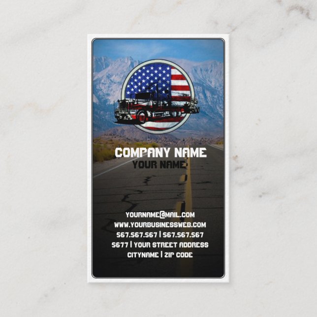 American Truck on Mountain Road Business Card (Front)