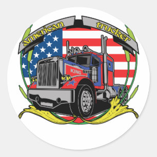 American Trucker Classic Round Sticker