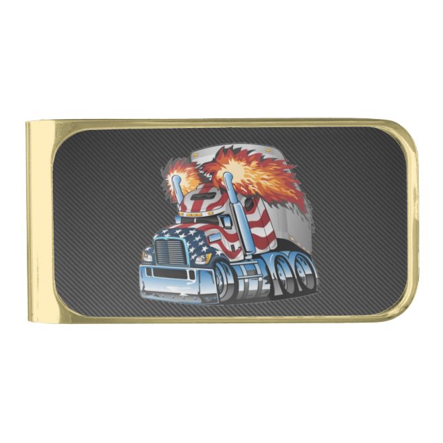 American Trucker Gold Finish Money Clip (Front)