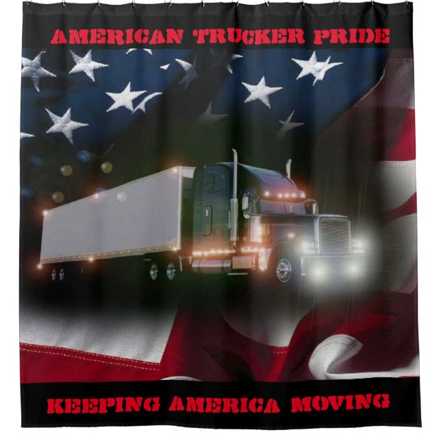 American Trucker Pride Shower Curtain (Front)