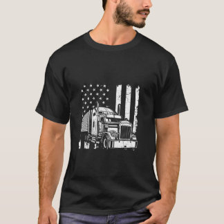 American Trucks Flag USA America Trucker  T-Shirt