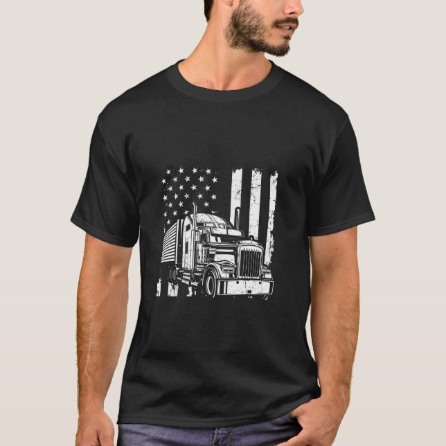 American Trucks Flag USA America Trucker  T-Shirt (Front)