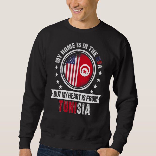 American Tunisian Flag Heart from Tunisia American Sweatshirt (Front)