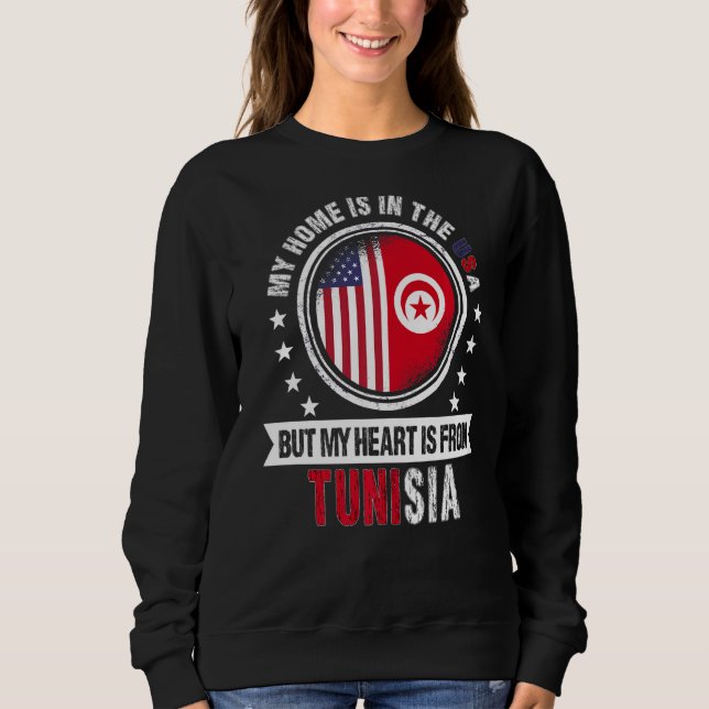 American Tunisian Flag Heart from Tunisia American Sweatshirt (Front)
