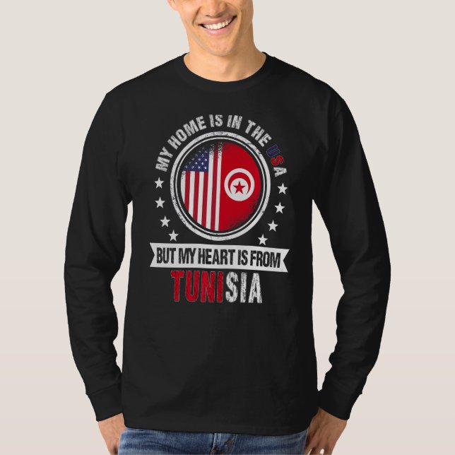 American Tunisian Flag Heart from Tunisia American T-Shirt (Front)