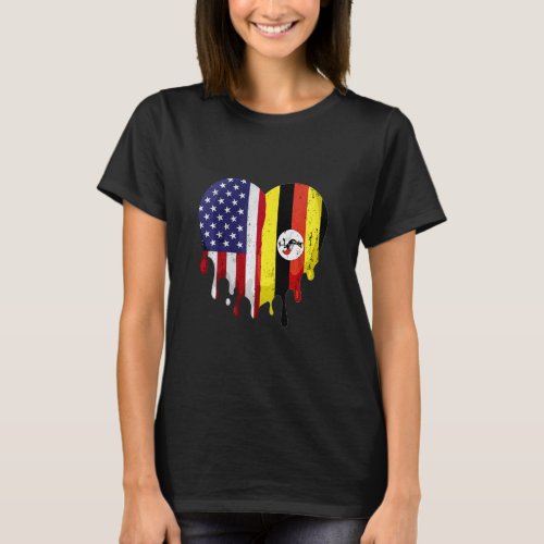 American Uganda Heritage Month Uganda Flag Heart P T_Shirt