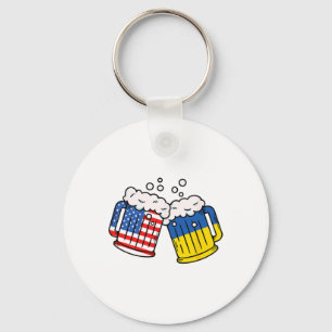 American Ukraine Flag Beer Mug Ukrainian Heritage Keychain