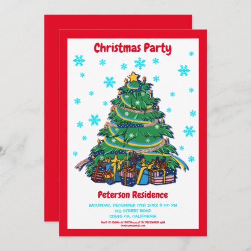American Ukrainian Christmas Tree  Personalize  Invitation