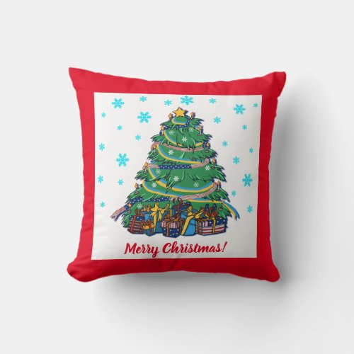 American Ukrainian Christmas Tree  Throw Pillow
