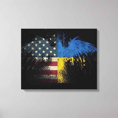 American Ukrainian Flags Canvas Print