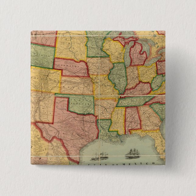 American Union Railroad Map of The United States Button (Front)